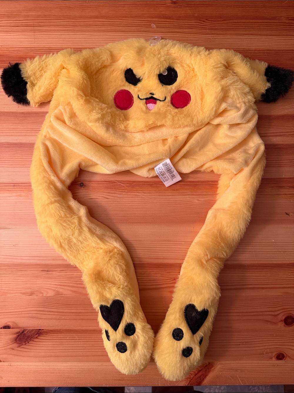 Pikachu Yellow Plush Character Hat for Kids - Cute Cheek Design